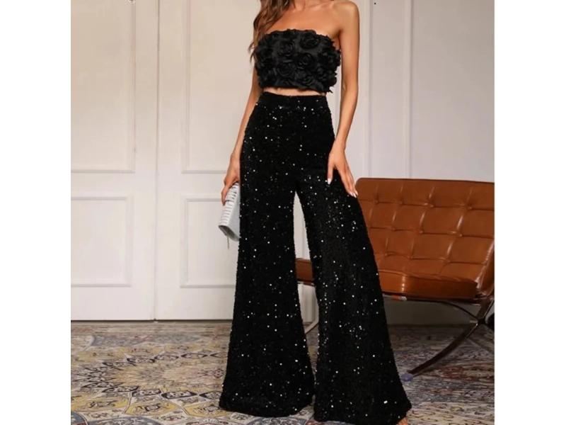 Σετ με Λουλουδένιο Τοπ και Παγιλένιο Παντελόνι