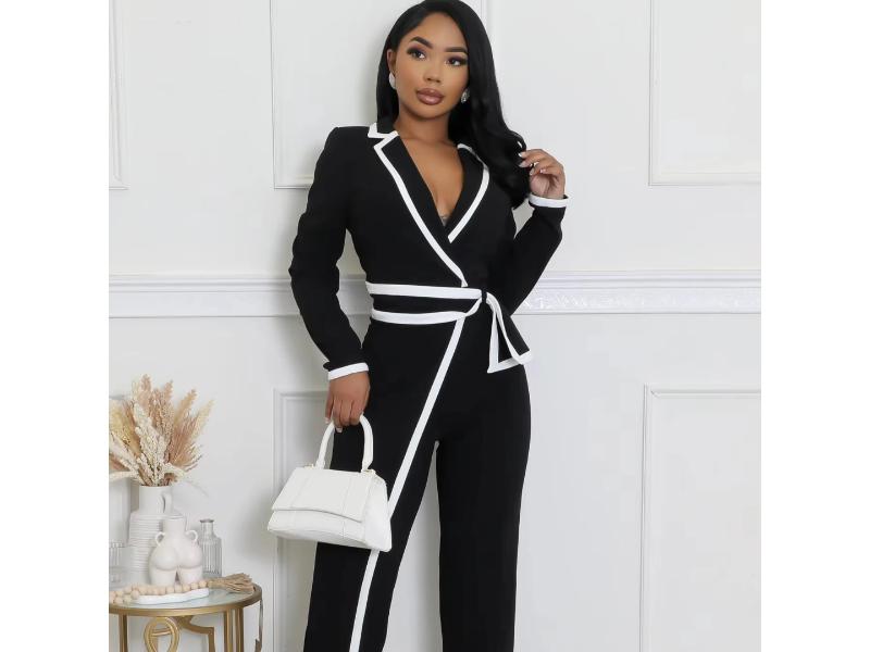 Κοστούμι με Blazer και Παντελόνι Contrast Elegance