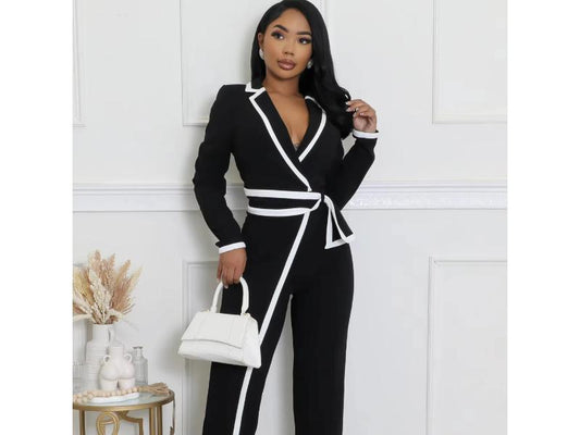 Κοστούμι με Blazer και Παντελόνι Contrast Elegance