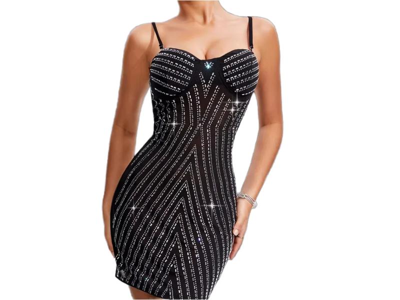 Μαύρο Mini Φόρεμα με Rhinestones