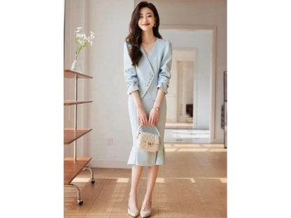 Σετ Peplum Blazer με Midi Φούστα