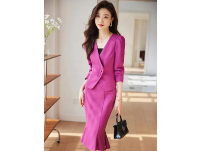 Σετ Peplum Blazer με Midi Φούστα