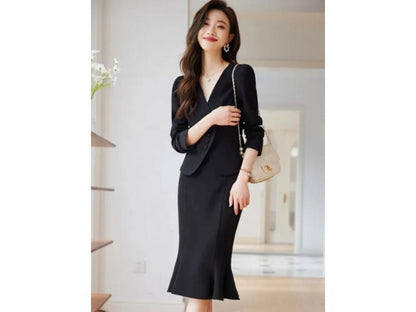 Σετ Peplum Blazer με Midi Φούστα