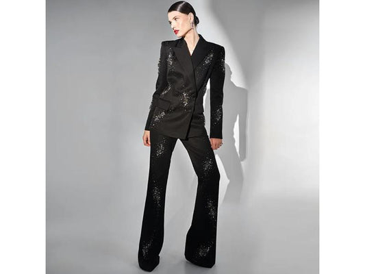 Μαύρο Σετ Blazer με Στρας
