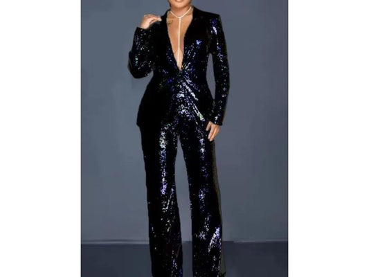 Μαύρο Σετ Blazer με Παγιέτες