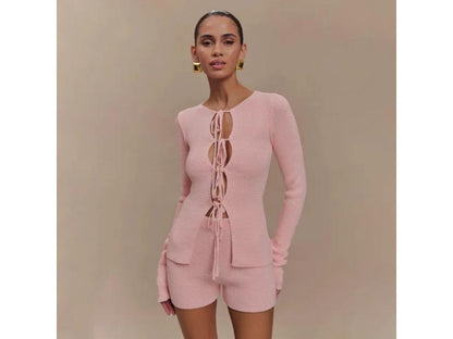 Πλεκτό Σετ με Δέσιμο Μπροστά