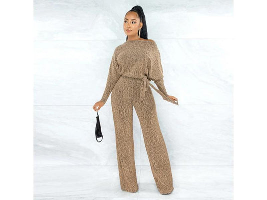 Πλεκτή Ολόσωμη Φόρμα με Ζώνη