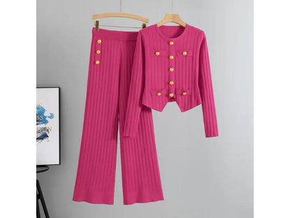 Πλεκτό Σετ με Χρυσά Κουμπιά