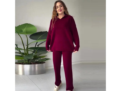 Πλεκτό Σετ με Μακρύ Πουλόβερ και Παντελόνι