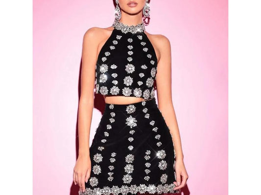 Μαύρο Σετ με Στρας και Λάμψη