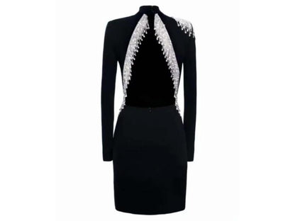 Mini Φόρεμα με Ανοιχτή Πλάτη και Κρύσταλλα στους Ώμους