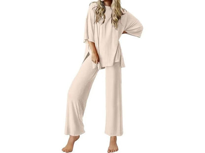 Σετ Lounge με Φαρδύ Παντελόνι και Oversized Μπλούζα