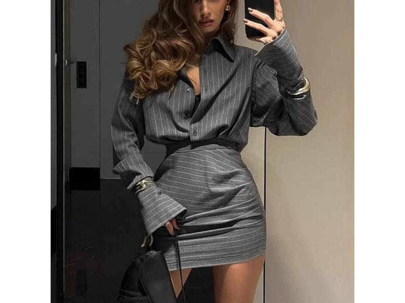 Σετ Πουκάμισο και Φούστα με Ρίγες