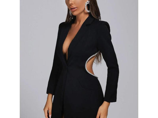 Μίνι Blazer Φόρεμα με Cut-Out και Στρας