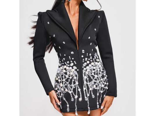 Μίνι Blazer Φόρεμα με Πέρλες και Στρας