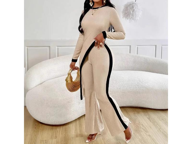 Σετ Πλεκτό με Ασύμμετρο Τοπ και Παντελόνα