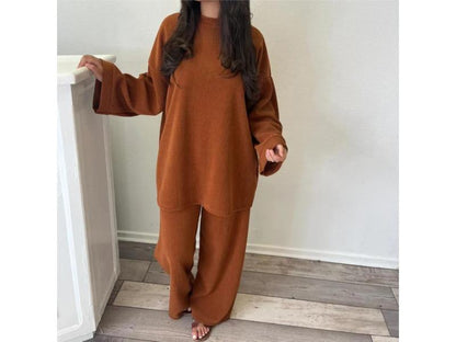 Σετ Πλεκτό Oversized με Ριπ Υφή