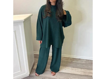 Σετ Πλεκτό Oversized με Ριπ Υφή