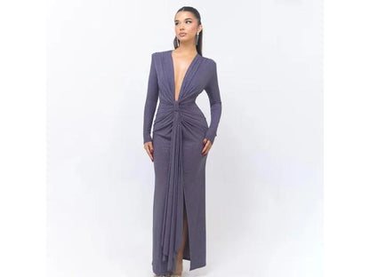 Maxi Φόρεμα με Λάμψη και Βαθύ Ντεκολτέ