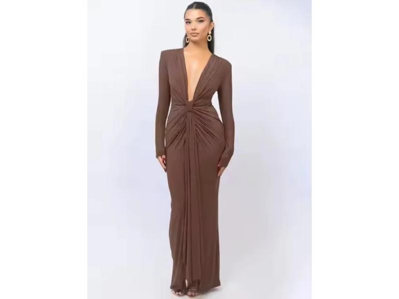 Maxi Φόρεμα με Λάμψη και Βαθύ Ντεκολτέ