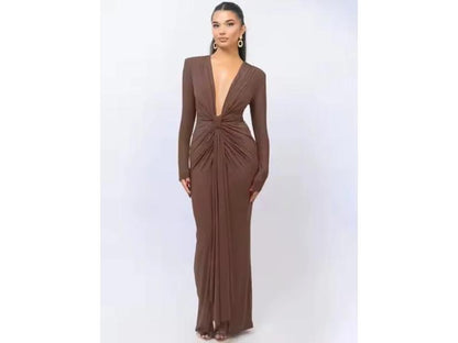 Maxi Φόρεμα με Λάμψη και Βαθύ Ντεκολτέ