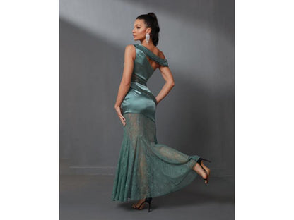 Maxi Φόρεμα με Δαντέλα και Σατέν Λεπτομέρειες