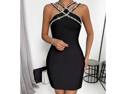 Mini Φόρεμα με Στρας και Τιράντες