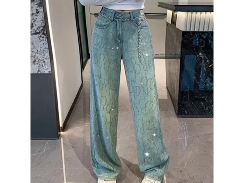 Jean Wide Leg με Strass