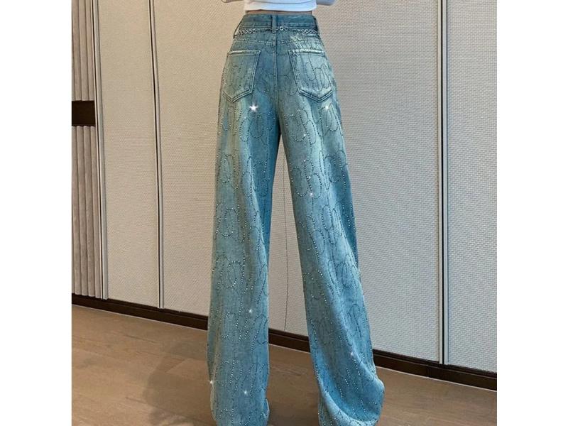 Jean Wide Leg με Strass