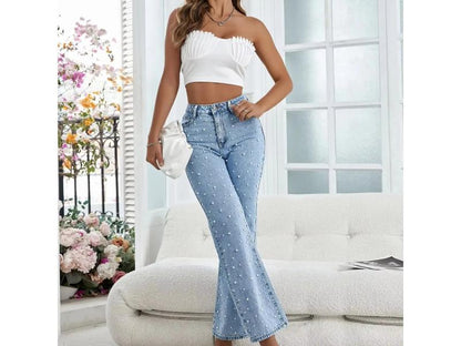 Jean Straight Fit με Πέρλες