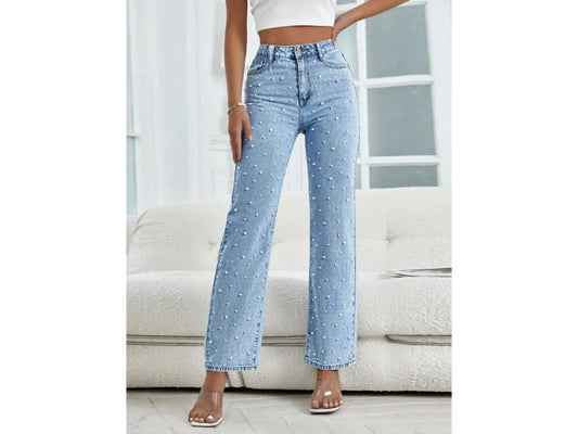Jean Straight Fit με Πέρλες