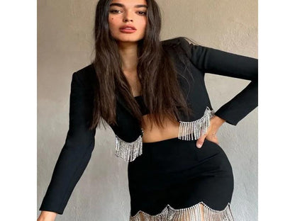 Μαύρο Blazer Φόρεμα με Κρύσταλλα