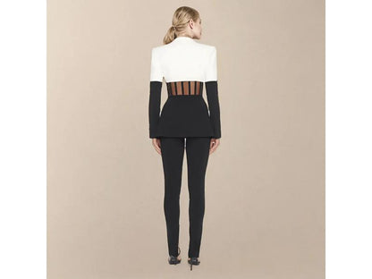 Μαύρο-Λευκό Blazer με Κορσέ