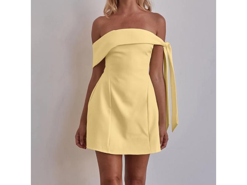 Mini Φόρεμα Off-Shoulder με Φιόγκο