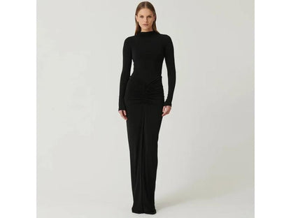 Maxi Φόρεμα Με Μακρύ Μανίκι Και Ρούχο Στη Μέση