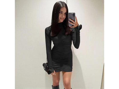 Mini Φόρεμα με Τριαντάφυλλο και Σούρες