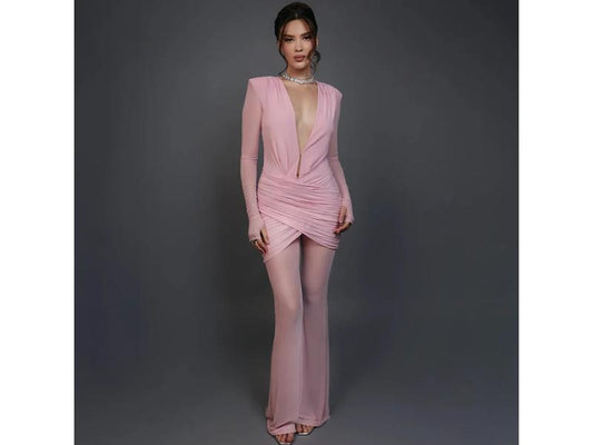 Ολόσωμη Φόρμα Διάφανη με Βαθύ Ντεκολτέ