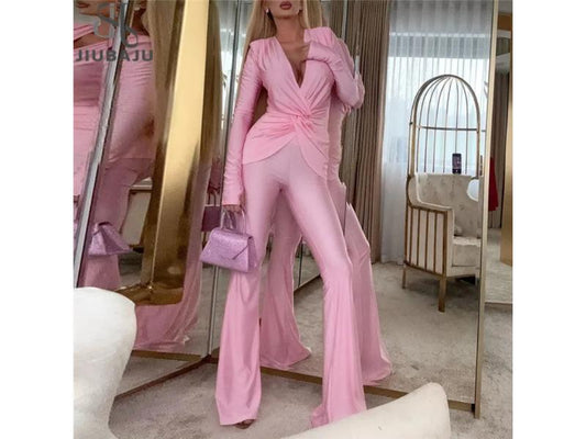 Σετ με Δέσιμο Μπροστά και Flare Παντελόνι