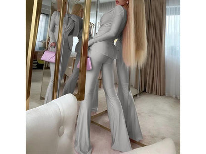 Σετ με Δέσιμο Μπροστά και Flare Παντελόνι