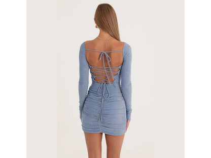 Mini Φόρεμα με Κορσέ και Δέσιμο Πλάτης