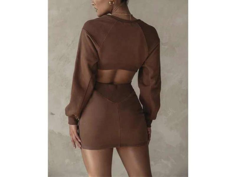 Σετ Mini Φόρεμα με Cut-Out και Cropped Φούτερ