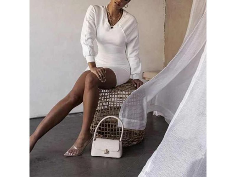 Σετ Mini Φόρεμα με Cut-Out και Cropped Φούτερ