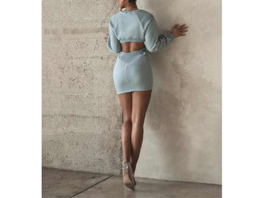 Σετ Mini Φόρεμα με Cut-Out και Cropped Φούτερ