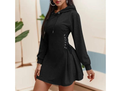 Mini Φόρεμα Φούτερ με Κορδόνια στα Πλαϊνά