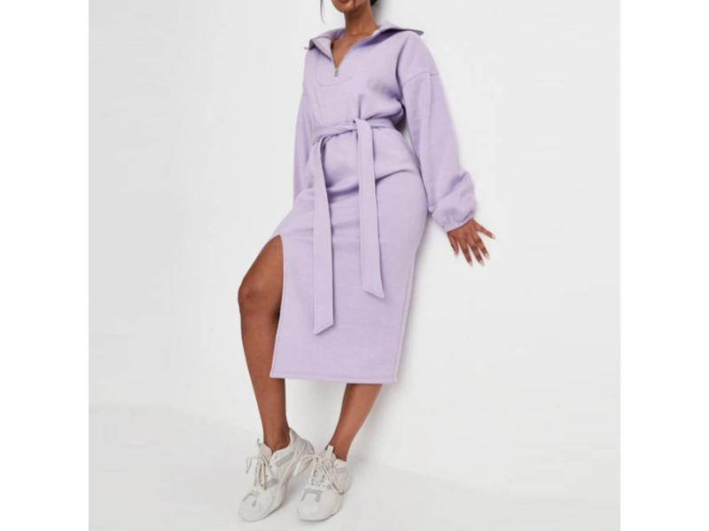 Maxi Φόρεμα Φούτερ με Ζώνη