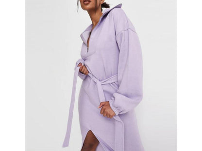 Maxi Φόρεμα Φούτερ με Ζώνη