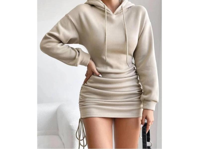 Mini Φόρεμα Φούτερ με Λάστιχο στο Πλάι