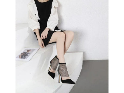 Ψηλοτάκουνες Μπότες με Κρύσταλλα Δικτυωτού Σχεδίου