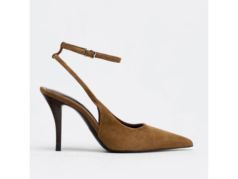 Γόβες Slingback Καφέ Suede