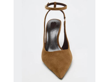 Γόβες Slingback Καφέ Suede
